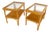 Pair c1970s Bamboo Rattan Two Tier Rippled Glass Top Rectangle End Side Tables For Sale