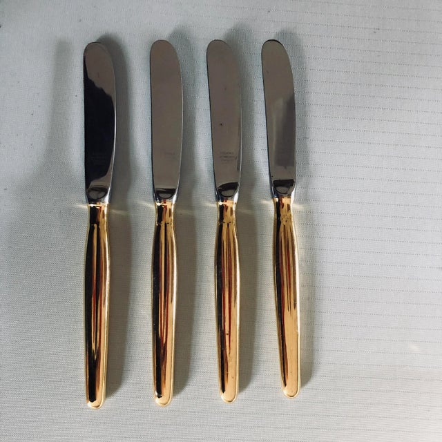 1990s 90's Present by Austria Vienna Gold Stainless Fruit Knives S/4 For Sale - Image 5 of 5