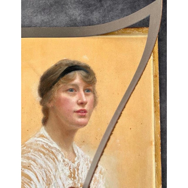 Clark, Young Lady, 1900, Pastel on Paper For Sale - Image 8 of 11