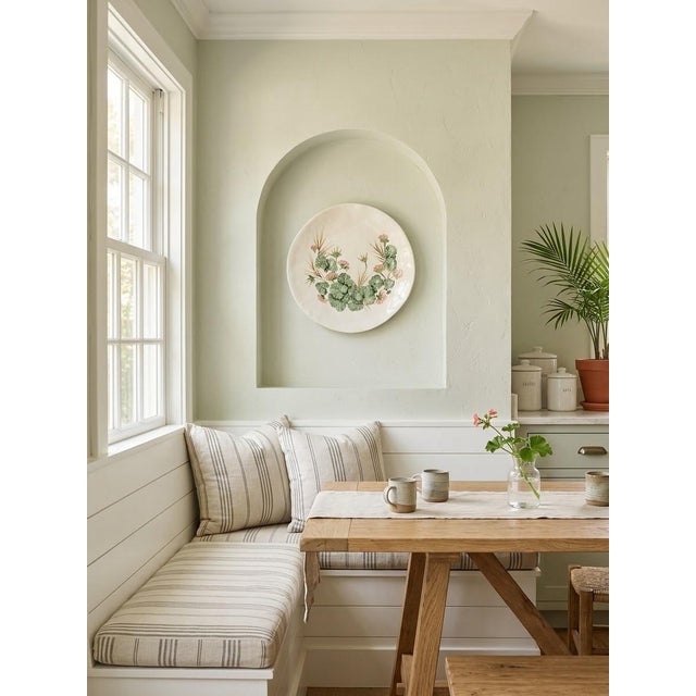 Vintage 3d Raised Geranium Botanical Ceramic Wall Platter For Sale - Image 9 of 12