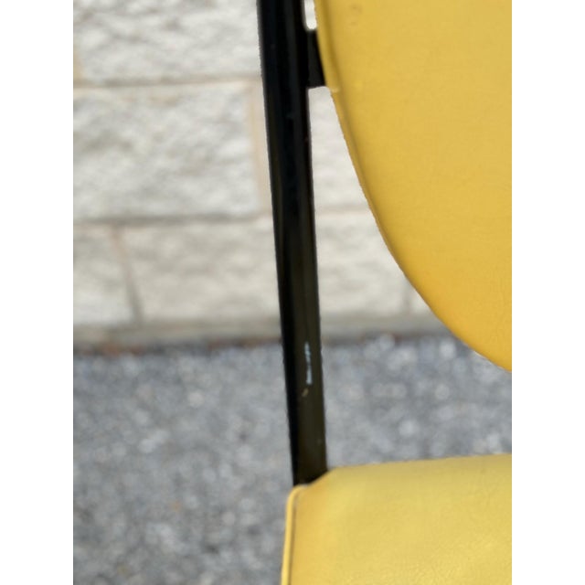 Mid 20th Century Pair of 1970s Italian Modern High-Back Sculptural Chairs in Yellow Leather For Sale - Image 5 of 10