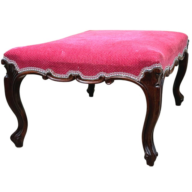 Textile Mid 19th Century Rosewood Salon Stool, 1860 For Sale - Image 7 of 10