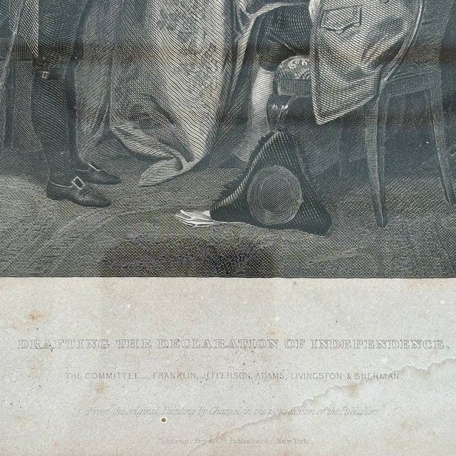 1867 "Drafting the Declaration of Independence" Steel Engraving After Alonzo Chappel -- Framed For Sale - Image 10 of 12