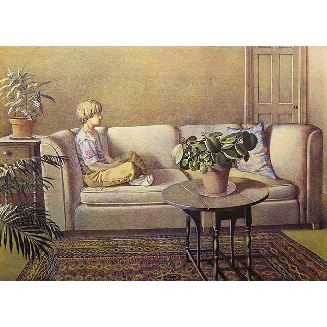 Realism 1978 "Eric" Figurative Interior Scene Lithograph Print by Keith Rasmussen For Sale - Image 3 of 6