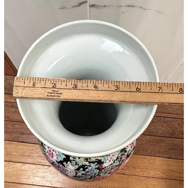 A Pair of 1920s Large Chinese Famille Noire Porcelain Vase For Sale - Image 12 of 12