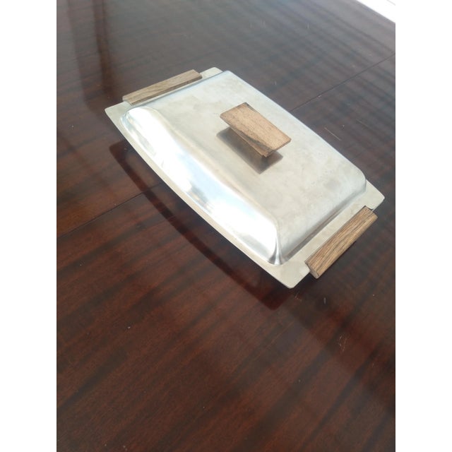 Mid 20th Century Cultura Stainless Steel And Teak Platter With Lid For Sale - Image 4 of 5