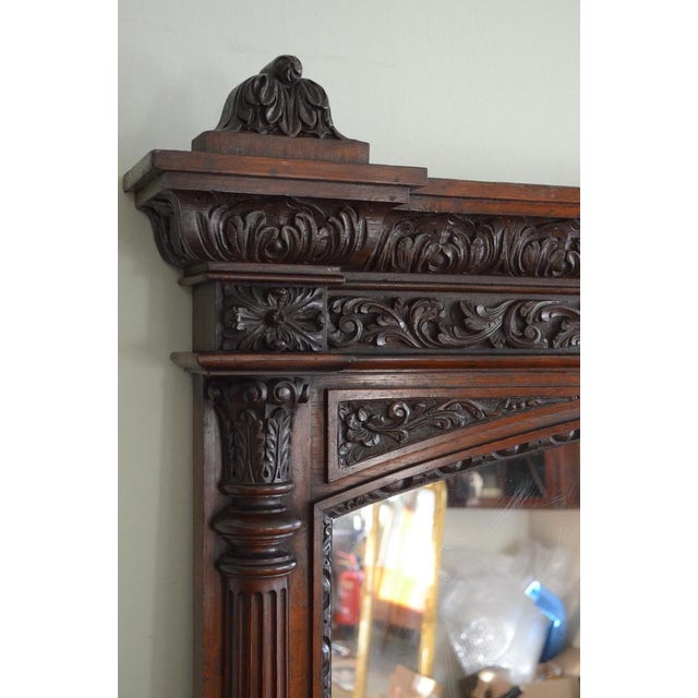 Brown Large Oak Overmantle Mirror, 1880s For Sale - Image 8 of 18
