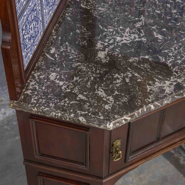 Brown Edwardian Mahogany Corner Washstand, 1890s For Sale - Image 8 of 11