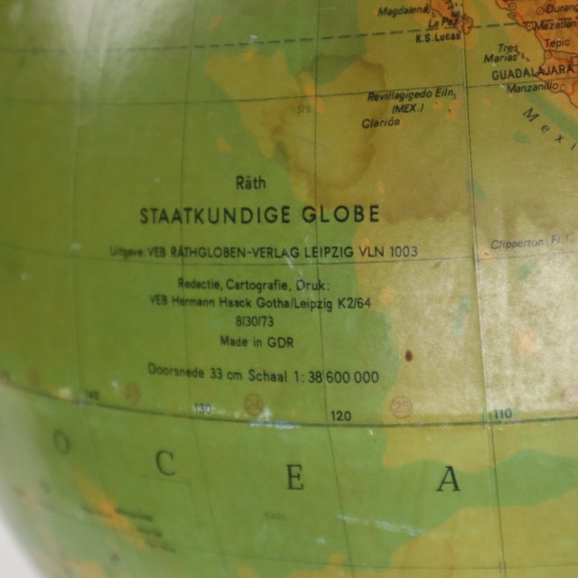 Vintage Political Globe with Oak Base by Hermann Haack, 1970s For Sale - Image 9 of 11