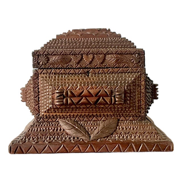 Vintage Boho Monumental Tramp Art Box For Sale