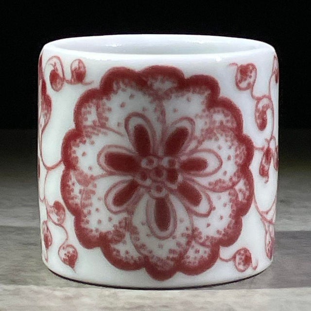 Underglaze Red Porcelain Thumb Ring With Floral Motif For Sale - Image 4 of 9
