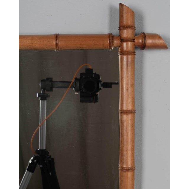 French Country French Faux Bamboo Cherry Wood Mirror 27.5" X 37.5" For Sale - Image 3 of 6