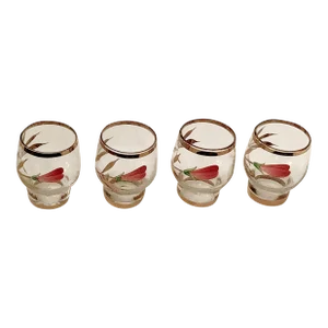 1960s Hand Painted Aperitif /Shot Glasses - Set of 4