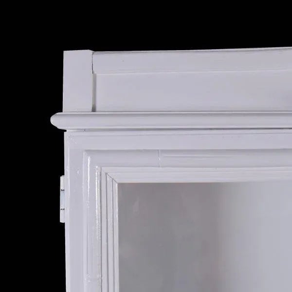 Mid 20th Century Faux Bamboo White Glass Doors Cabinet For Sale - Image 5 of 6