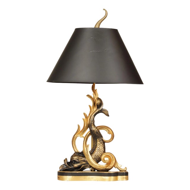 Chelsea House Gilt Carved Dolphin Table Lamp For Sale