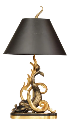 Chelsea House Gilt Carved Dolphin Table Lamp