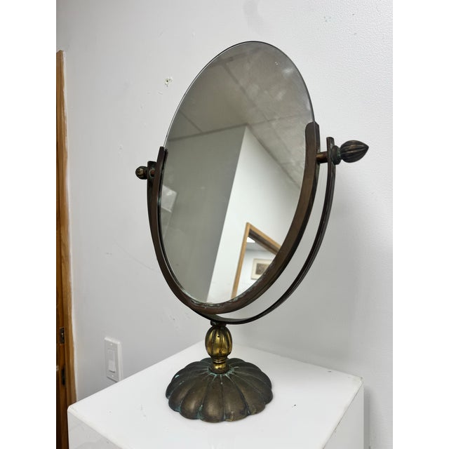 Vintage Double-Sided Solid Brass Vanity Mirror Attributed to Charles Hollis Jones For Sale - Image 12 of 12