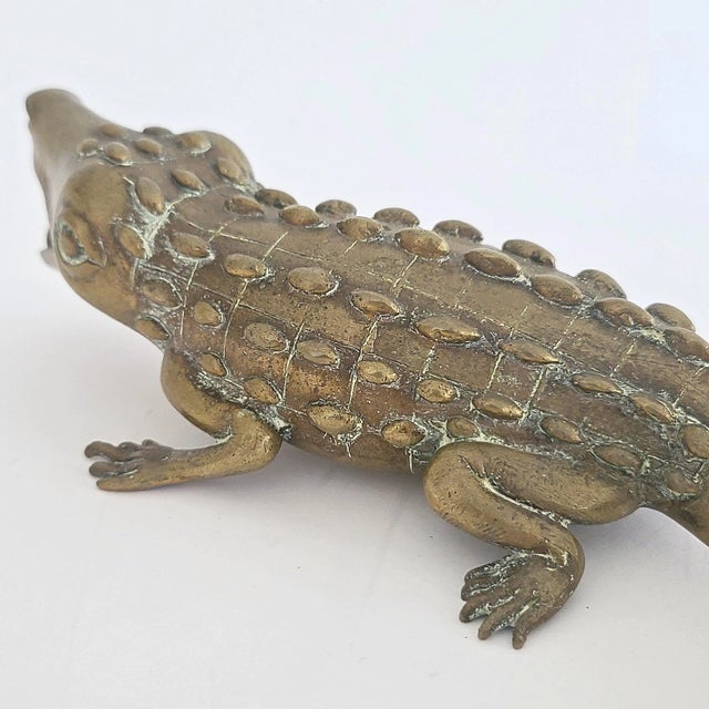 1940's Vintage Brass Crocodile Figurine For Sale In Raleigh - Image 6 of 12
