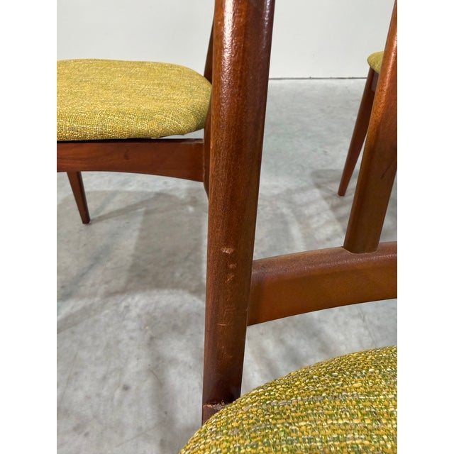 Danish Style Mid Century Dining Chairs, Set of 4, in Knoll Fabric For Sale - Image 9 of 12