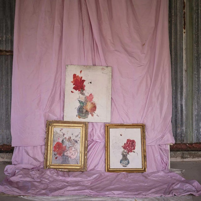 Andre Petroff, Still Lifes, Oil Paintings, Framed, Set of 3 For Sale - Image 5 of 5