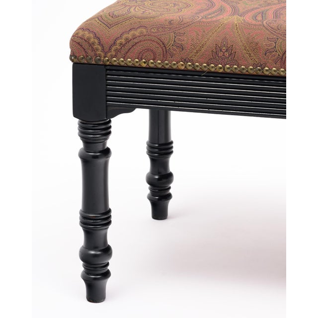 Black Pair of French Napoleon III Style Mahogany Upholstered Storage Benches, Circa 1900 For Sale - Image 8 of 9
