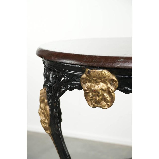 Antique English Bistro Side Table with a Cast Iron Base & Solid Wood Tabletop, Early 20th Century For Sale - Image 6 of 11