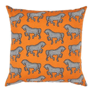 Schumacher Faubourg 22" Pillow in Orange For Sale