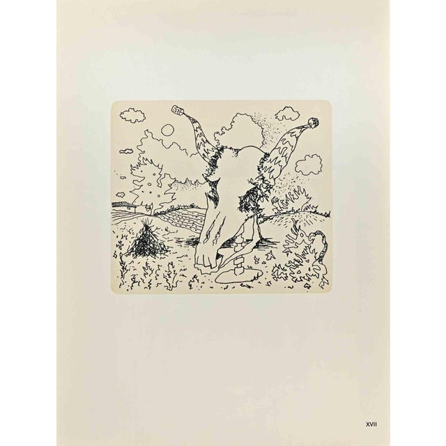 The Skull is a print on cream-colored paper, realized by Latis (Emmanuel Peillet) artist in the 1970s. Phototype print....
