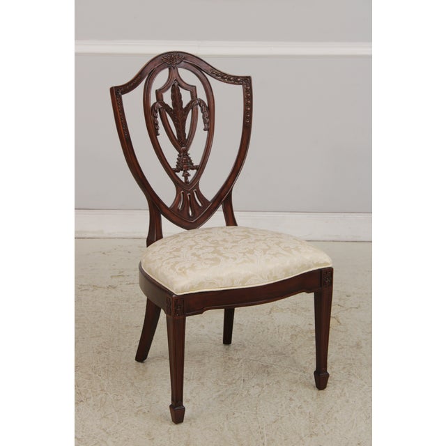 Brown Set of 6 Maitland Smith Shield Back Mahogany Dining Chairs For Sale - Image 8 of 18