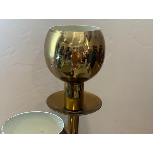 Vintage 3-Tiered Mid-Century Modern Sputnik Brass Table Lamp For Sale - Image 11 of 12