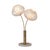 1990s 1990s Modern Style Bloom Pair Light Brass Table Lamp - Weathered Brass, White Marble Base, White Satin Shade For Sale - Image 5 of 8