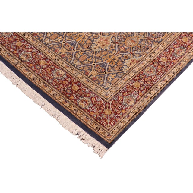 Shabby Chic Elegant 1990's Pak-Persian Blue/Red Wool Rug - 8'1'' X 10'0'' For Sale - Image 3 of 9