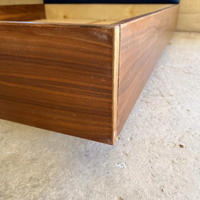 Mid-Century Modern 2000s Modern Queen Platform Bed Blue Upholstered Button For Sale - Image 3 of 8