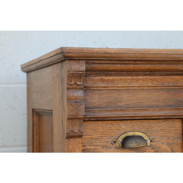 Antique 60-Drawer Solid Oak Apothecary Cabinet | Ventura County Workshop Cabinet For Sale - Image 4 of 18