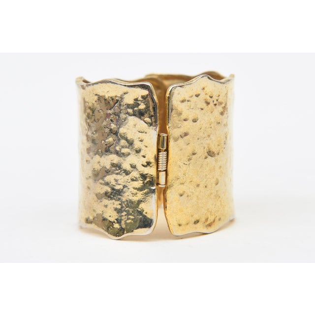 Vintage Hand Hammered Gold Plated Cuff Bracelet For Sale - Image 9 of 10