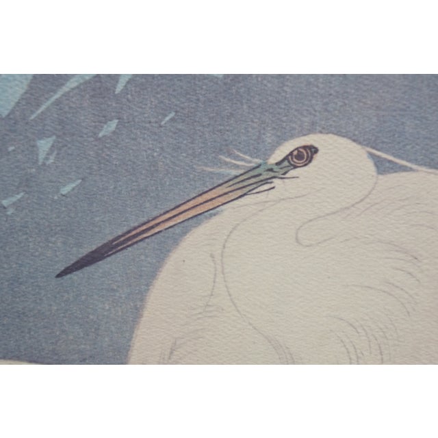 Blue Mid 20th Century Japanese Ohara Koson Snipes Herons Birds Reeds Woodblock Prints 32" - Set of 2 For Sale - Image 8 of 14