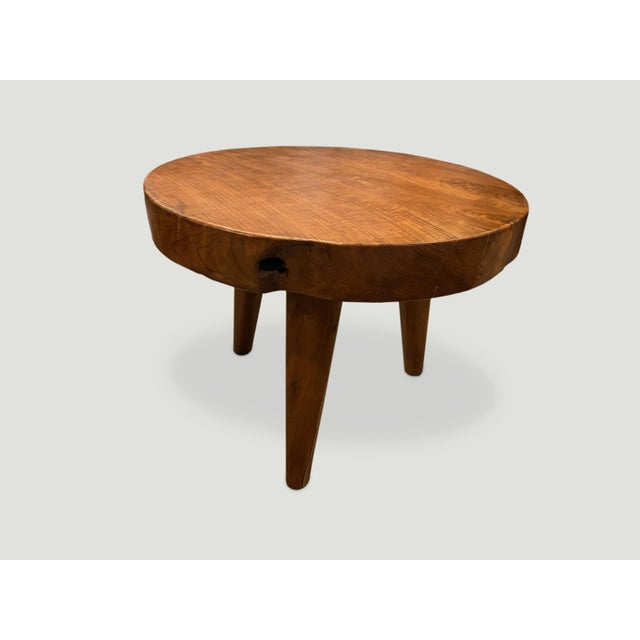 2010s Andrianna Shamaris Midcentury Style Teak Wood Side Table For Sale - Image 5 of 5