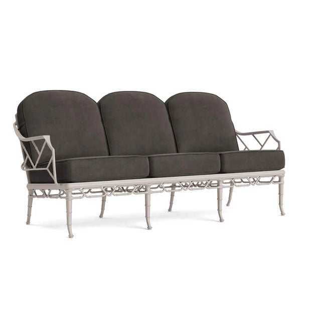 Brown Jordan Calcutta Sofa, Dove frame with Fusion Charcoal fabric For Sale - Image 12 of 12