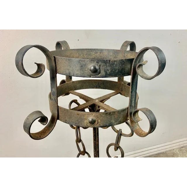 1940s Pair of 19th Century Wrought Iron Wall-Mounted Plant Holders or Torchères For Sale - Image 5 of 11