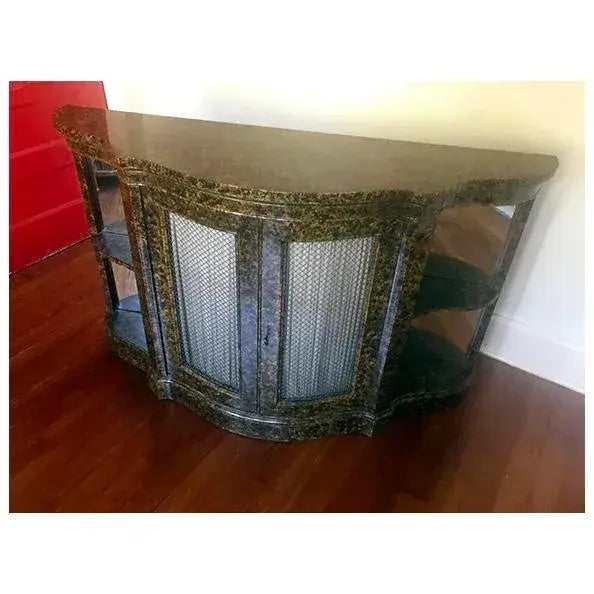 Brown Motivated Seller: 1970s Mastercraft Demilune Faux Tortoise Cabinet Attributed to Henredon For Sale - Image 8 of 11