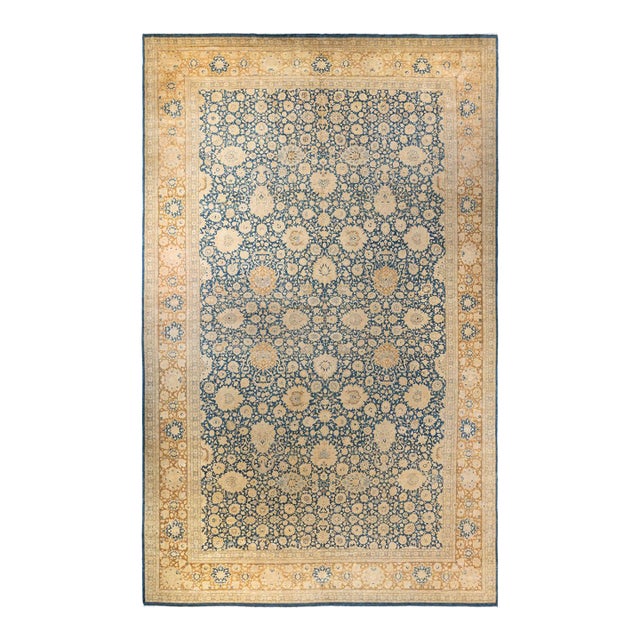 Mogul, One-of-a-Kind Hand-Knotted Area Rug - Blue, 12' 2" x 20' 7" For Sale