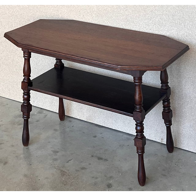 Country French Two-Tier Walnut Console Side Table For Sale - Image 4 of 12
