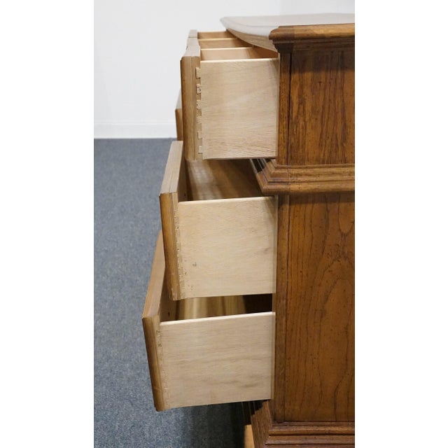 Bassett Furniture Solid Oak Traditional American Colonial Revival 70" Triple Door Dresser 2085-247 For Sale - Image 9 of 15