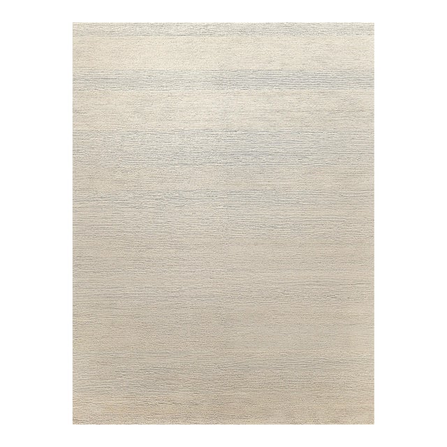 Exquisite Rugs Merino Wool Hand-Knotted Light Silver Rug-8'X10' For Sale
