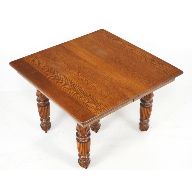 Victorian Antique Oak Victorian Dining Table With Casters For Sale - Image 3 of 14