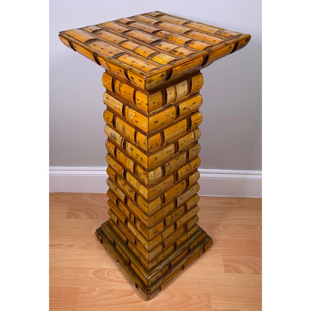 Hand-Crafted Bamboo Side Table, Coastal Chic MCM End Table For Sale In Miami - Image 6 of 7