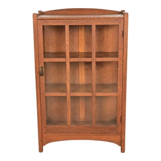 L. & J. G. Stickley Antique Mission Oak Arts and Crafts Bookcase Cabinet, Circa 1910 For Sale
