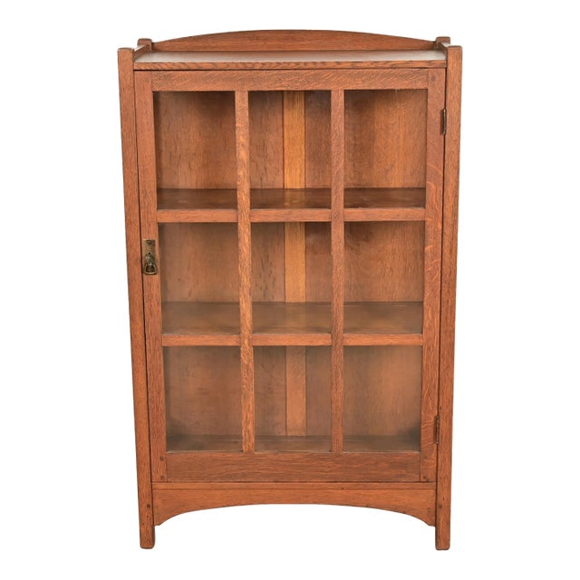 L. & J. G. Stickley Antique Mission Oak Arts and Crafts Bookcase Cabinet, Circa 1910 For Sale