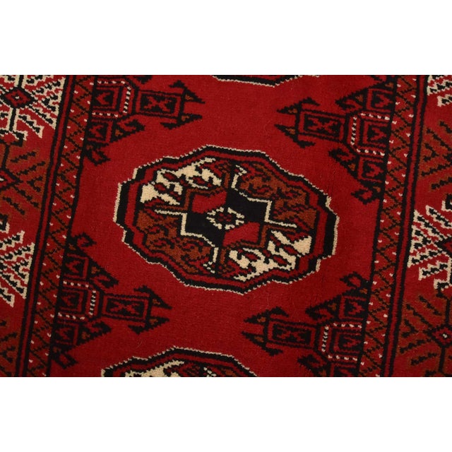 Turkmen Runner 2’6” X 9’10” Red Wool Vintage Tribal Hand-Knotted Rug For Sale - Image 4 of 11
