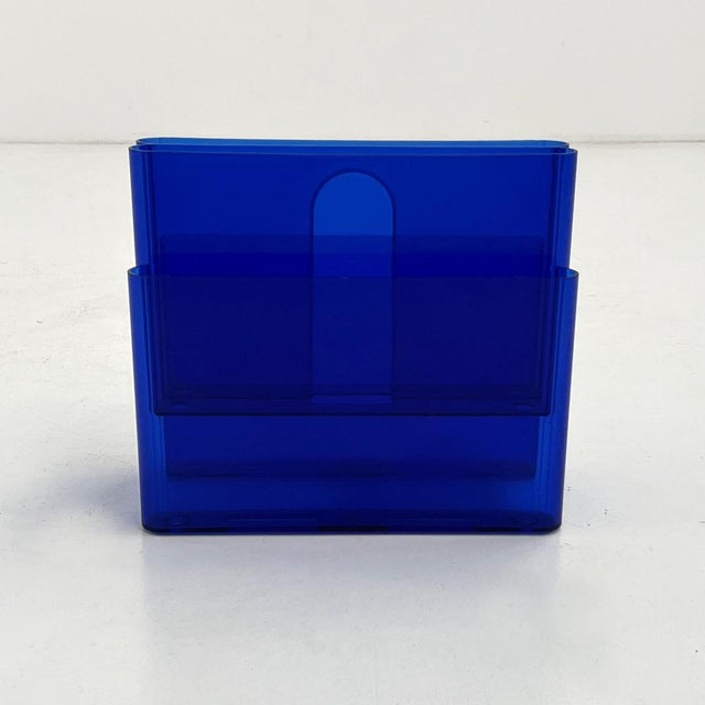 Blue Acrylic Glass Magazine Rack by Giotto Stoppino for Kartell, 1970s, in Good conditions. Designed 1970 to 1979 This...